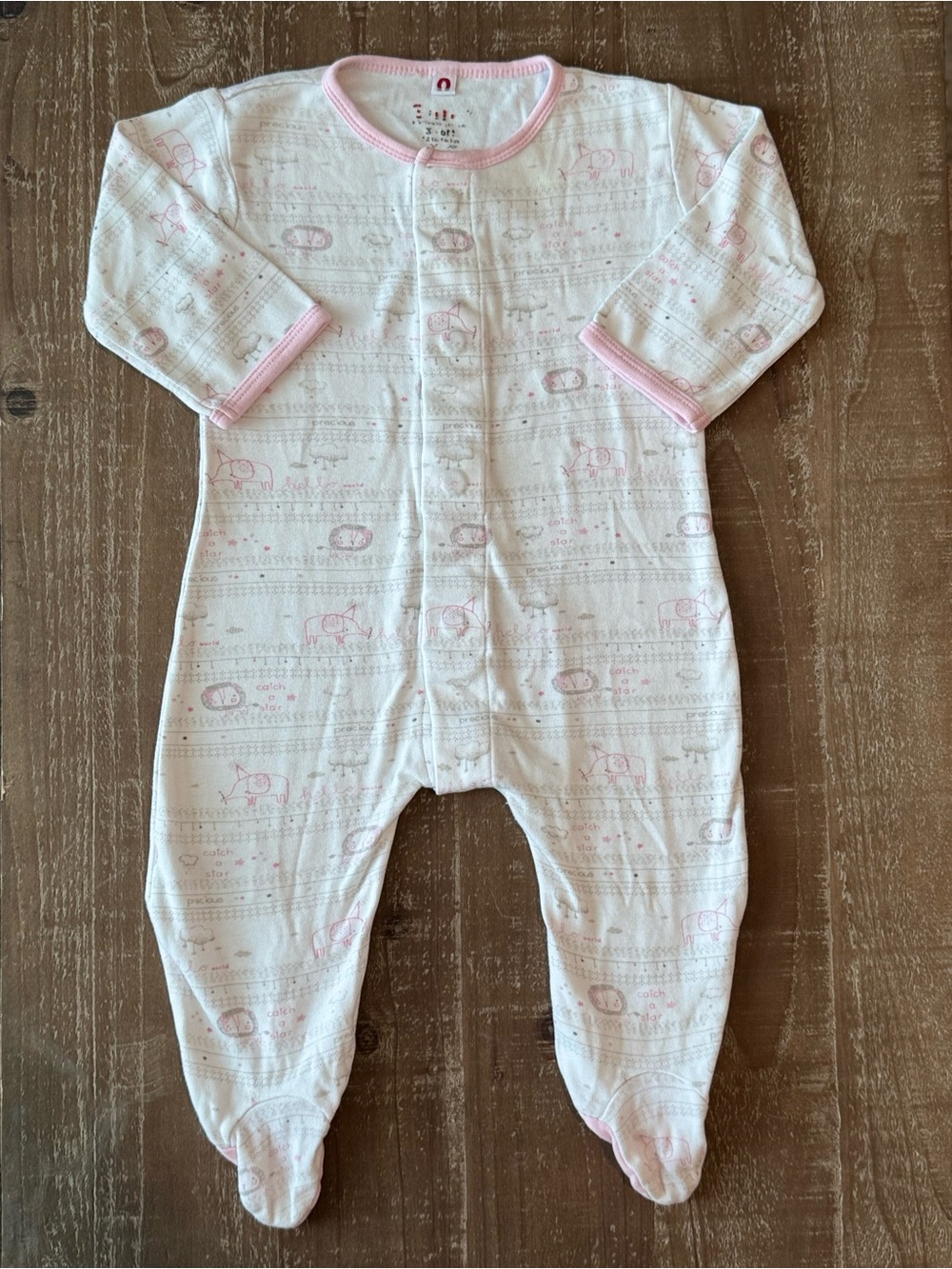 +Magnetic Me E=MC White Grey Pink Footie Sleeper 3-6M Baby Girl Cotton